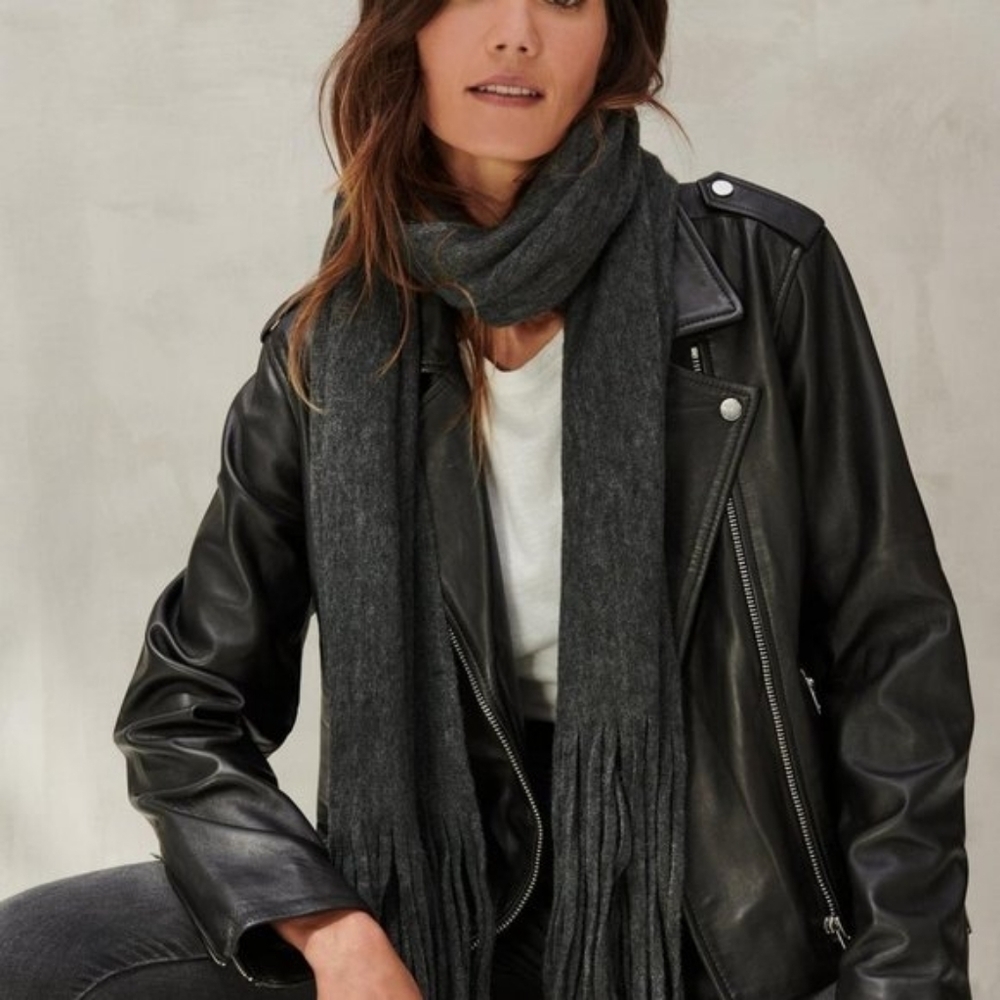 Lucky Brand Solid Brushed Scarf Fringe Tassels
